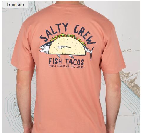 Salty Crew Baja Fresh Fish Tacos SS T Shirt - Coral