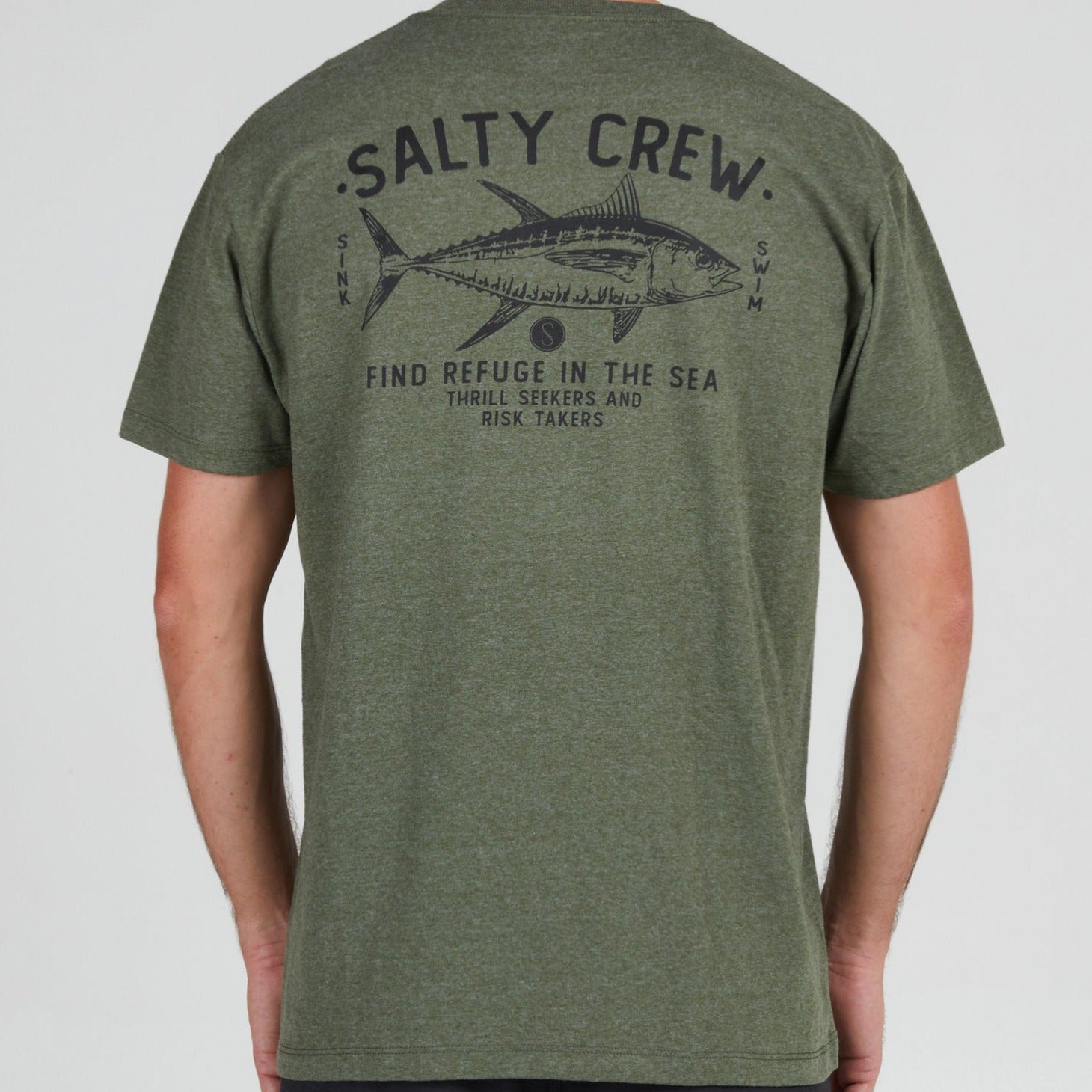 SALTY CREW THRILL SEEKERS RISK TAKERS FISH FISHING TEE T SHIRT Mens M Black