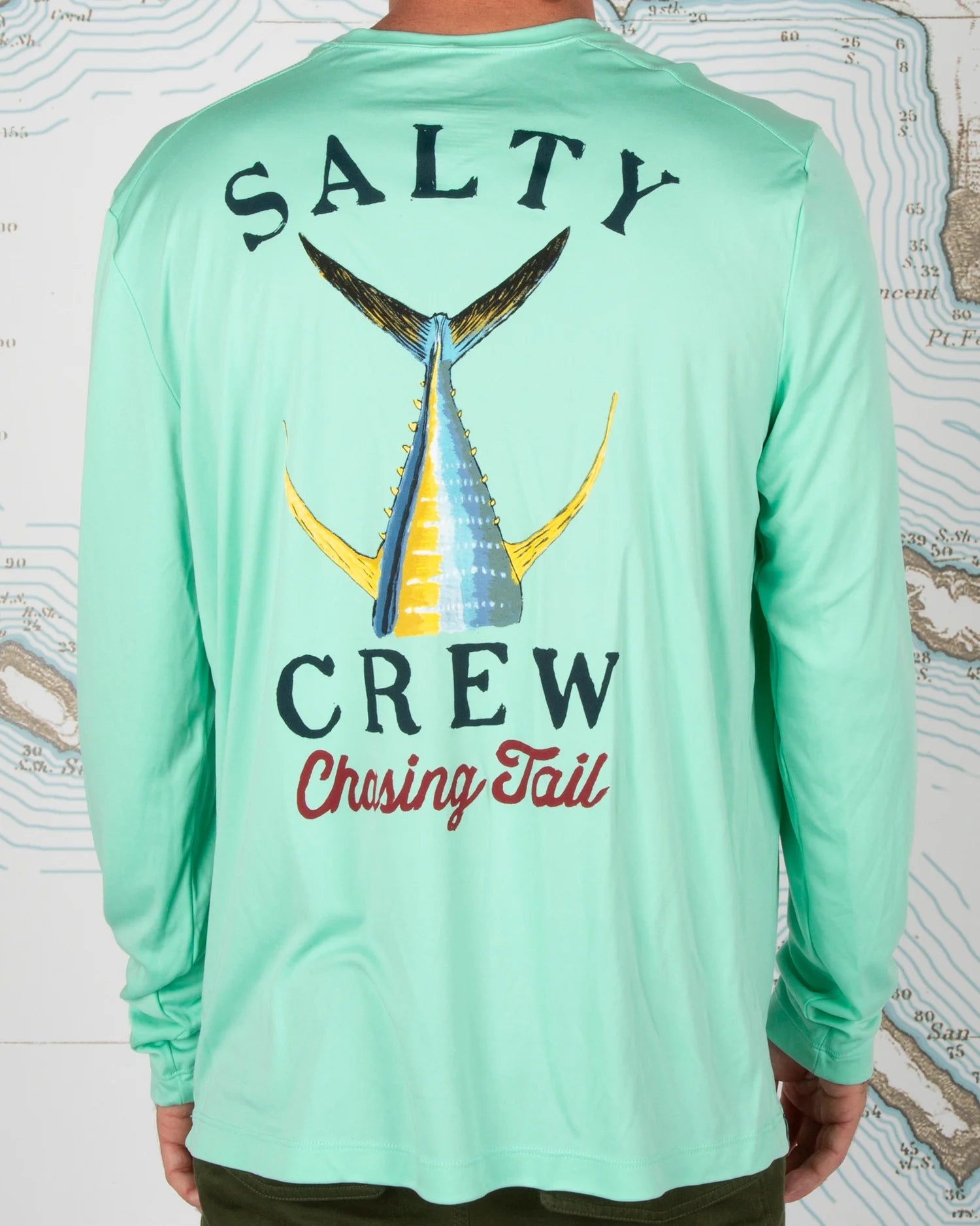 Salty Crew Tailed Hooded Tech UPF 50+ Tee LS - Seafoam Rashguard Sun Protection