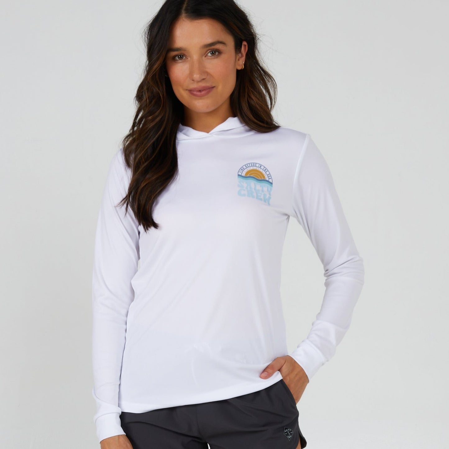 Salty Crew Sundown Hooded Sunshirt UPF 50 - White Womens Rashguard