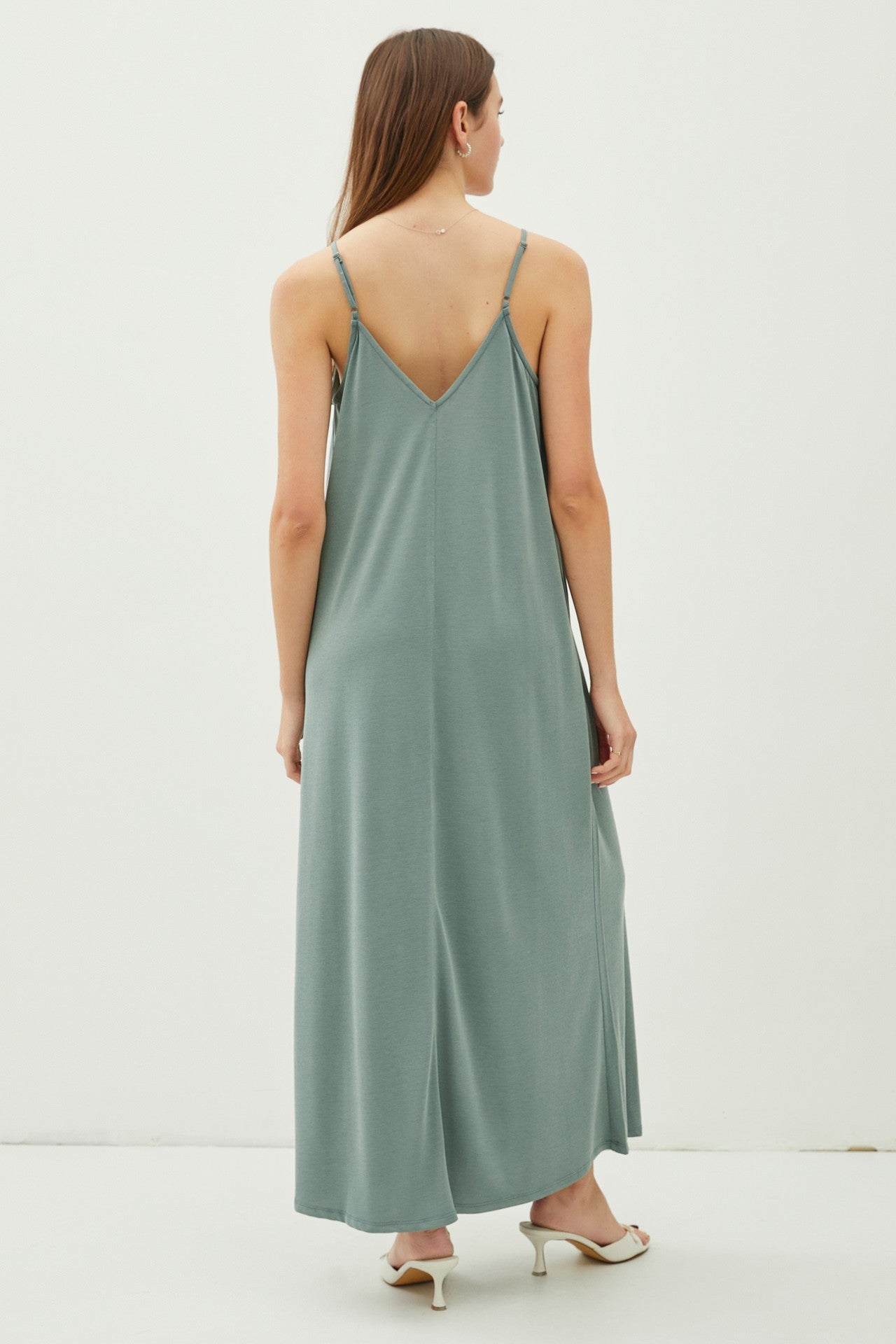 SURF WORLD - MODAL V-NECK ADJUSTABLE STRAP MAXI DRESS - Spruce Green Dress