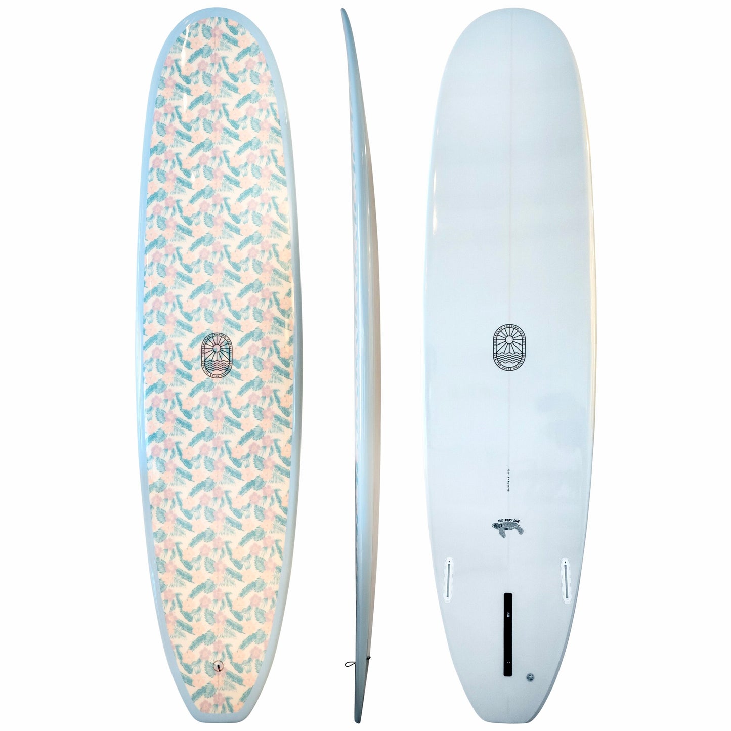 Surfboard Trading Company 8′ The Baby Log Mini Longboard – Blue Floral Surfboard 8'0 Blue Floral