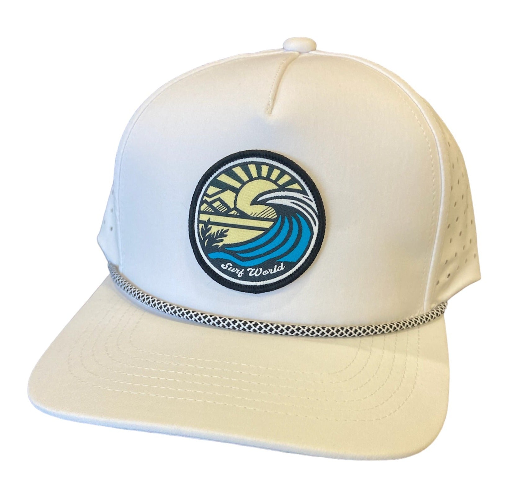 Surf World Sunny Waves Snapback Hat Mens Hat White Nylon