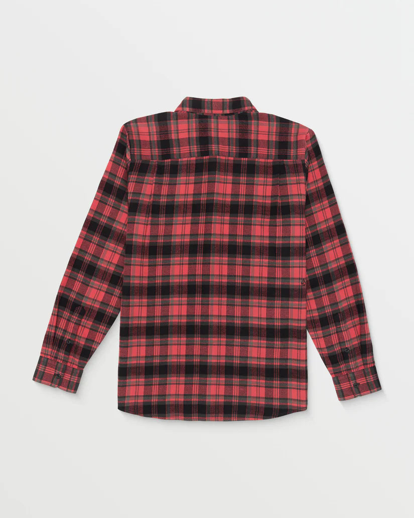 Volcom Caden Plaid LS Shirt - Cranberry Red Mens Woven