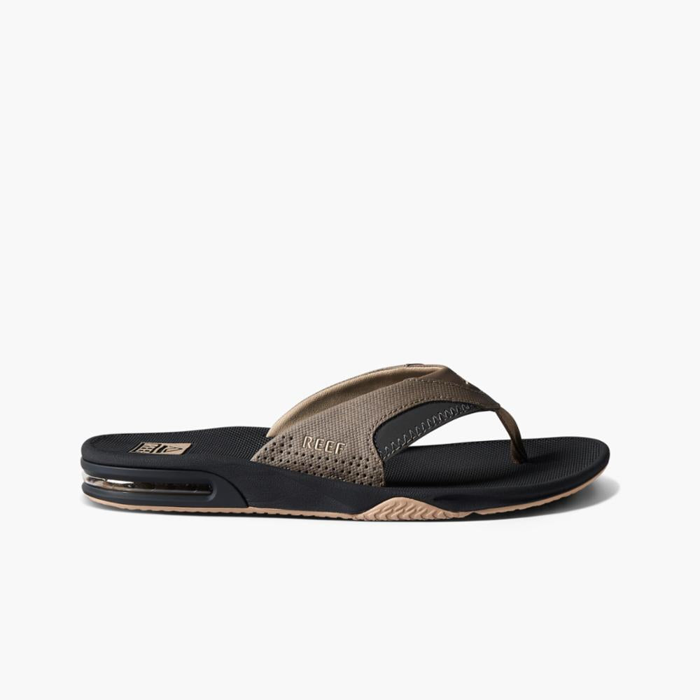 Reef Fanning Sandals bottle opener - Fossil Raven Mens Footwear