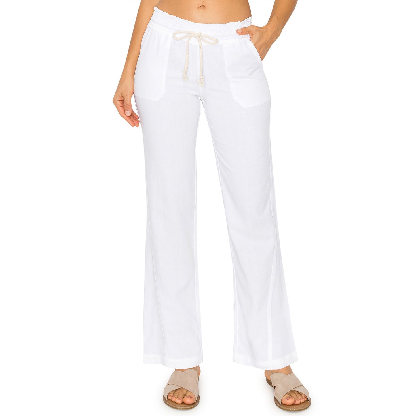 Cali Linen Beach Pants - White womens pants