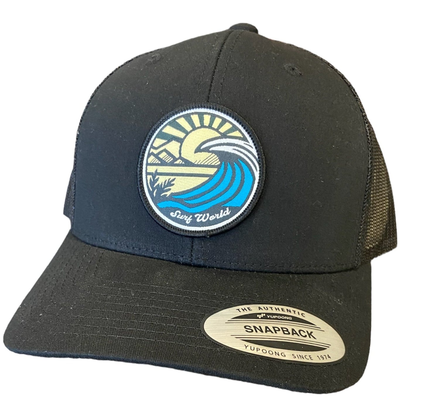 Surf World Sunny Waves Snapback Hat Mens Hat Black Trucker