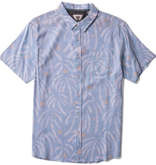 Vissla Primate Palms Eco Woven SS Button Down Shirt - Pacific Blue Mens Woven Shirt