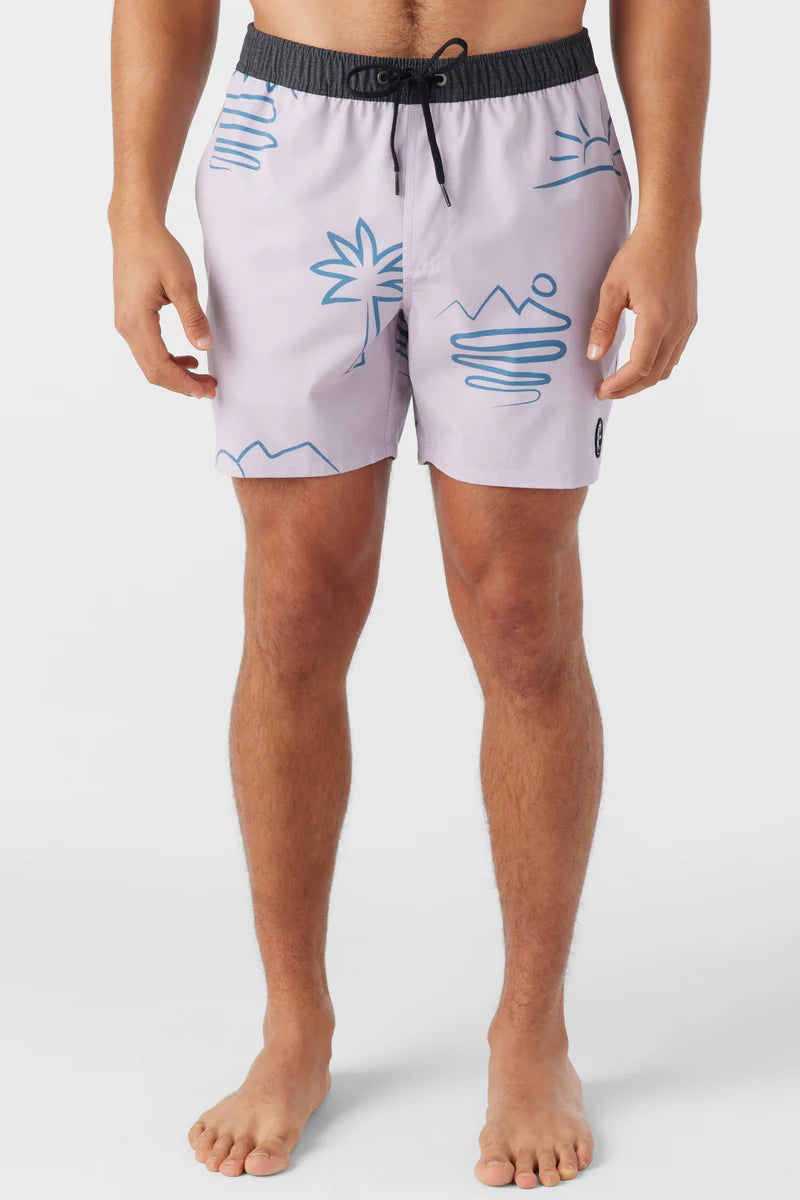 O'Neill OG Print Volley Shorts 16" - Purple Iris Mens Boardshorts