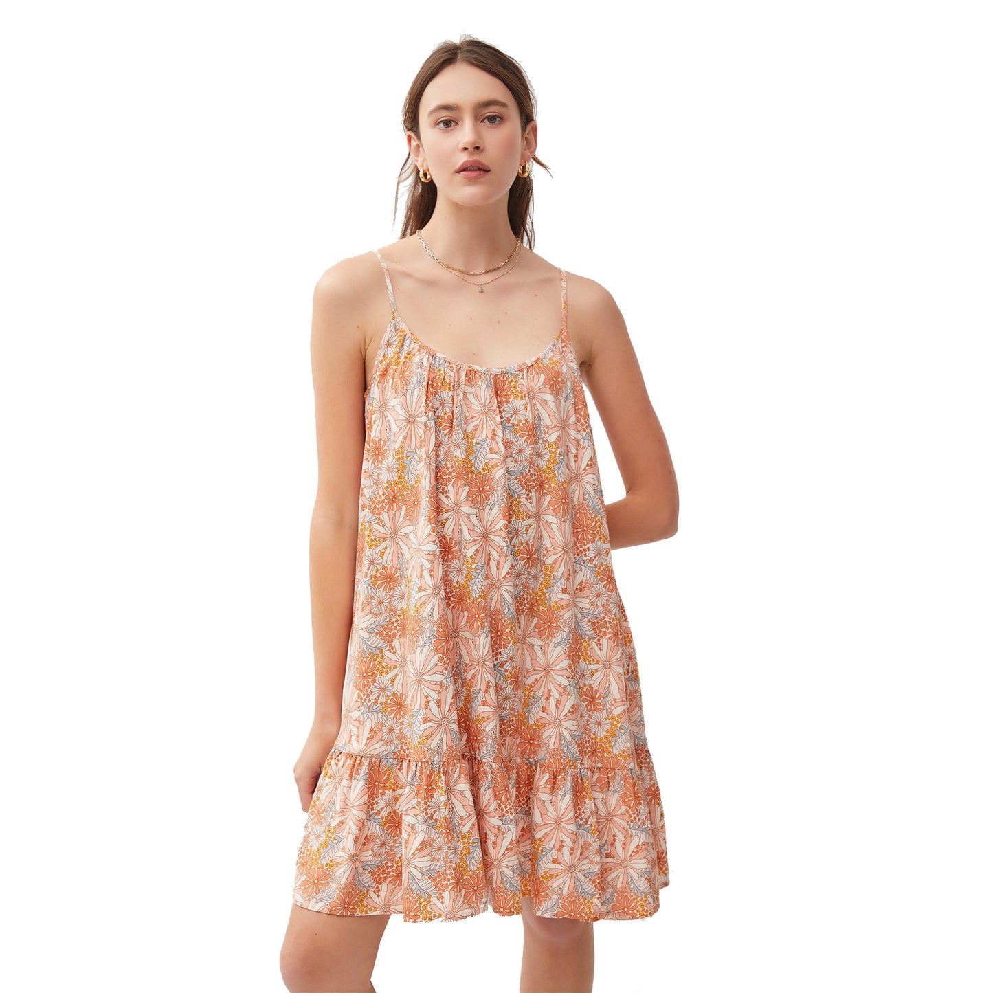 SURF WORLD - FLORAL PRINT ADJUSTABLE STRAP TIERED MINI DRESS - Maple Dress