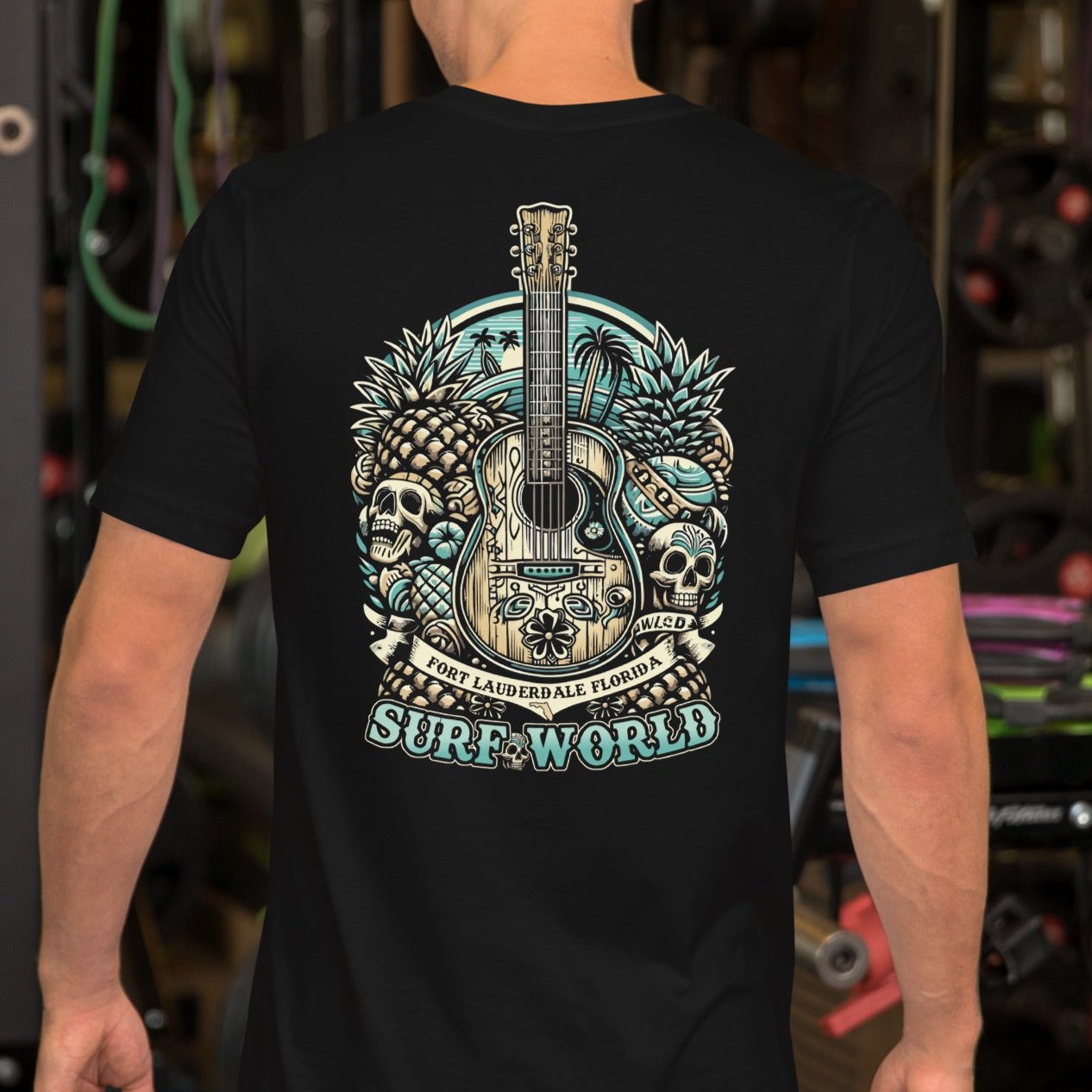 Surf World Pickin Strings Ukulele Tee Shirt Mens T Shirt Black