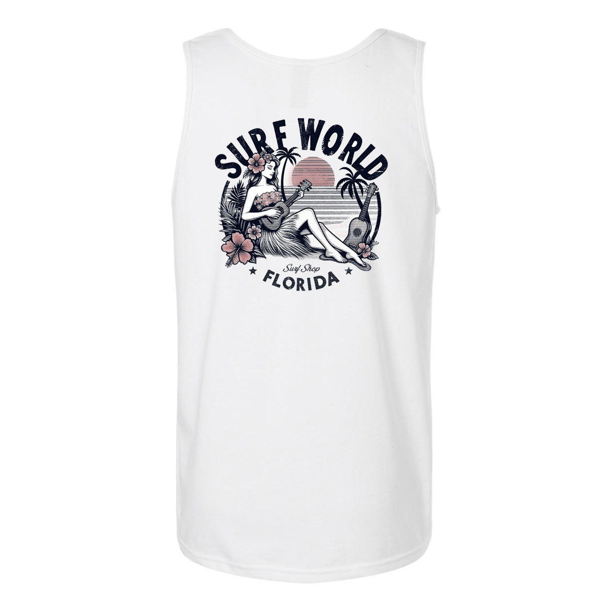 Surf World Leilani Palm Tee Shirt - White Mens T Shirt