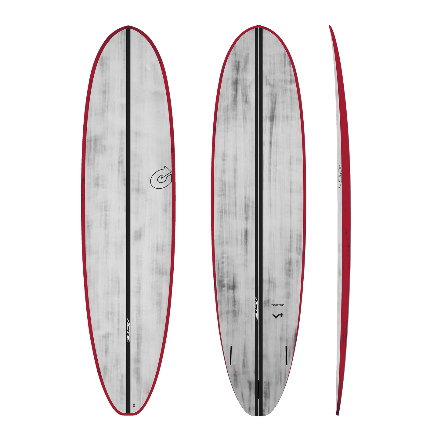 Torq ACT V+ Carbon Fiber Surfboard 7’4 x 22” x 3”- 55.9 ltr Red Rails Surfboard