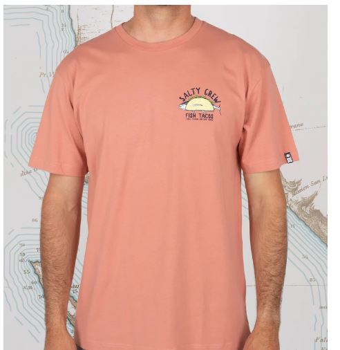 Salty Crew Baja Fresh Fish Tacos SS T Shirt - Coral