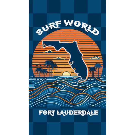 Surf World Microfiber Beach Towel Blue FL Checkers Towel