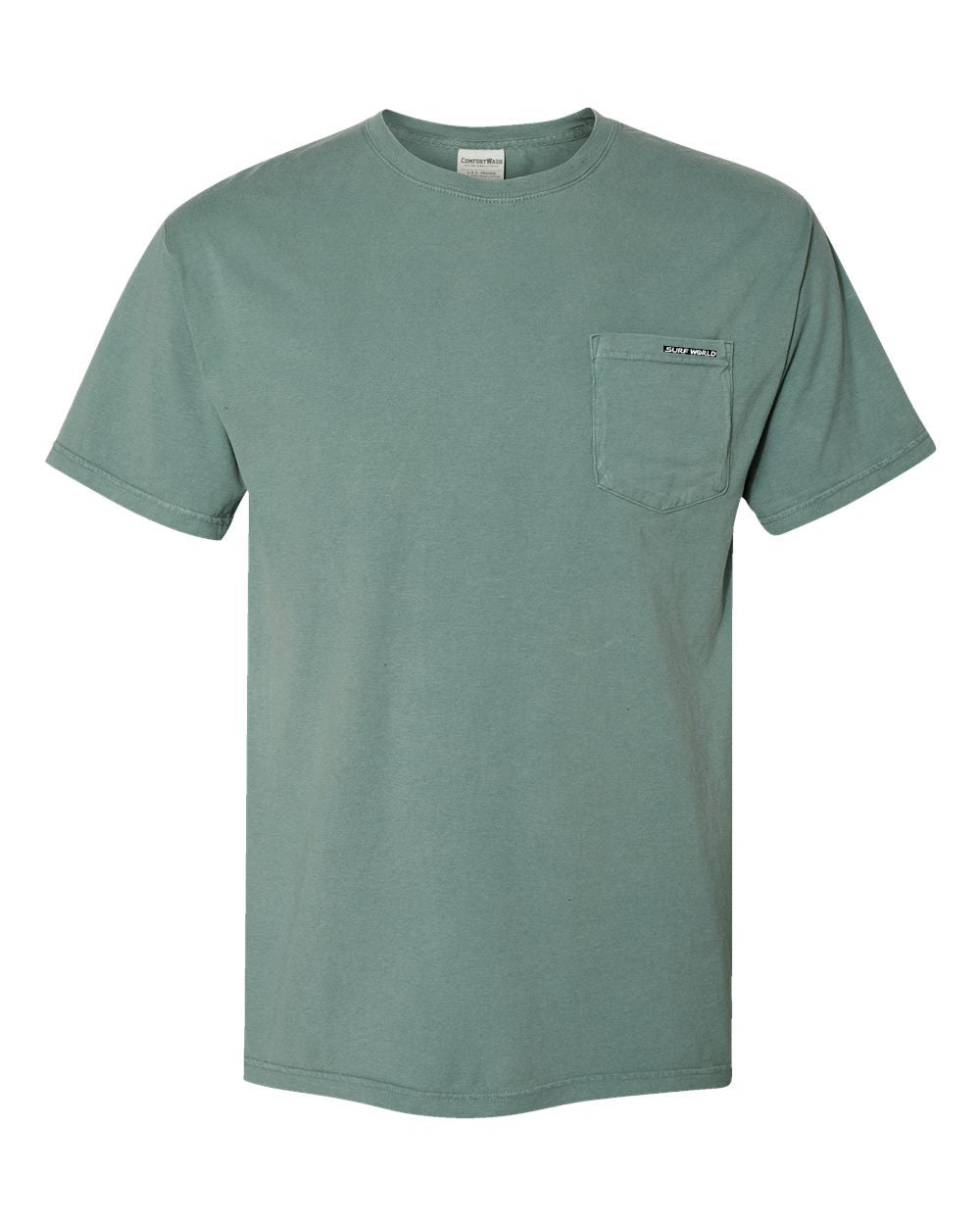 Surf World Pocket Label Tee Shirt - Saltwater - Cypress - Grey Mens T Shirt Cypress Green