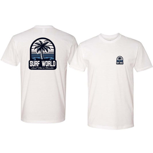 Surf World Palm Tree Vibes Tee Shirt - White Mens T Shirt