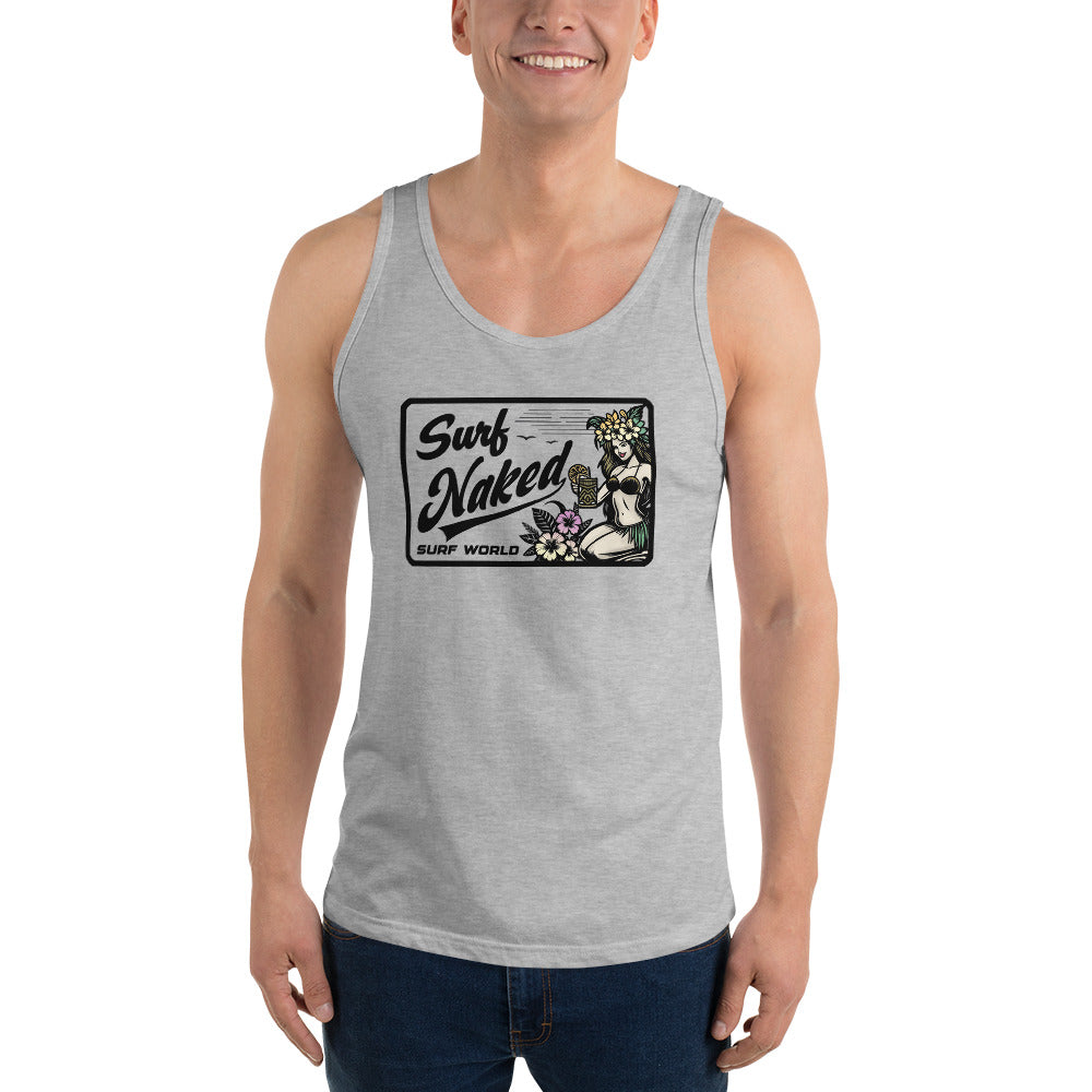 Surf Naked Surf World Tank Top in 3 Colors Mens Tank Athletic Heather