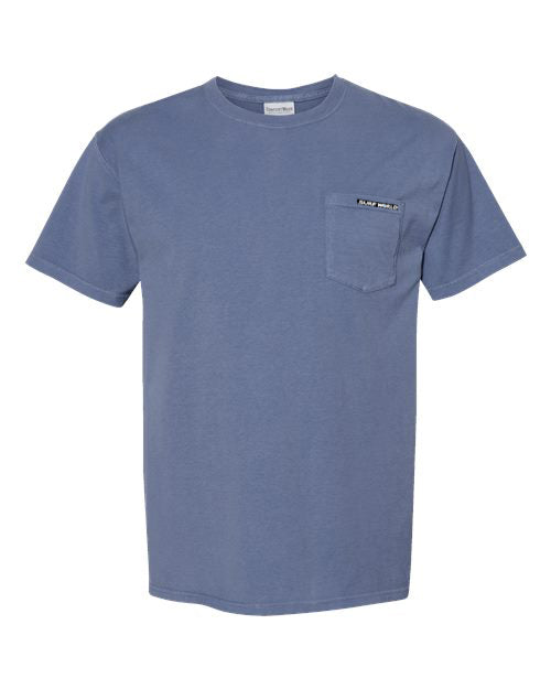 Surf World Pocket Label Tee Shirt - Saltwater - Cypress - Grey Mens T Shirt Saltwater Blue