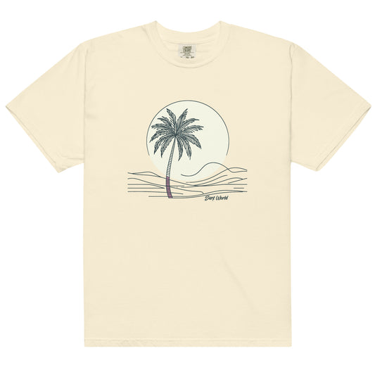 Surf World Lone Palm Unisex garment-dyed heavyweight t-shirt Mens T Shirt Ivory