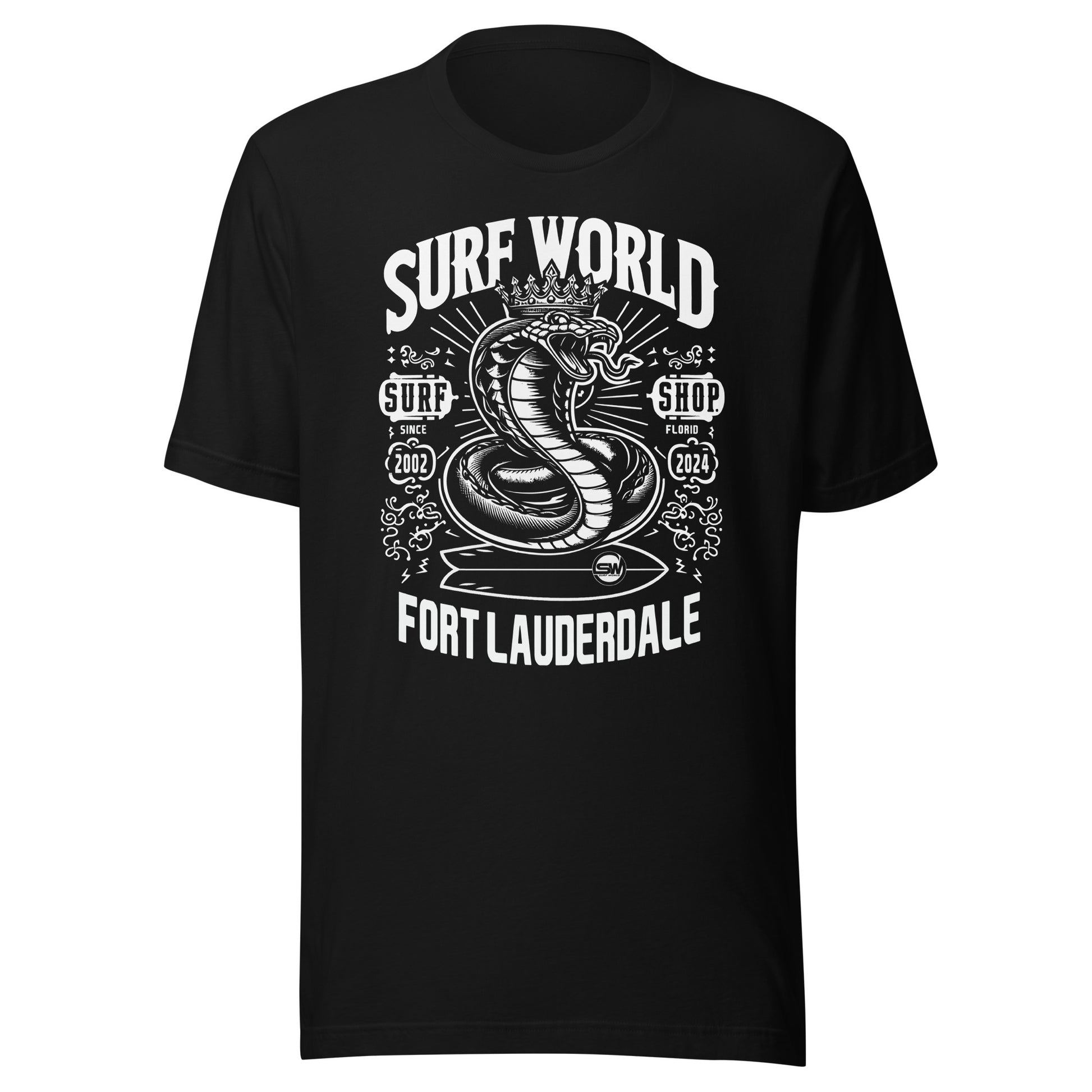 Surf World White Snake Cobra Men's Tee Shirt Mens T Shirt Black