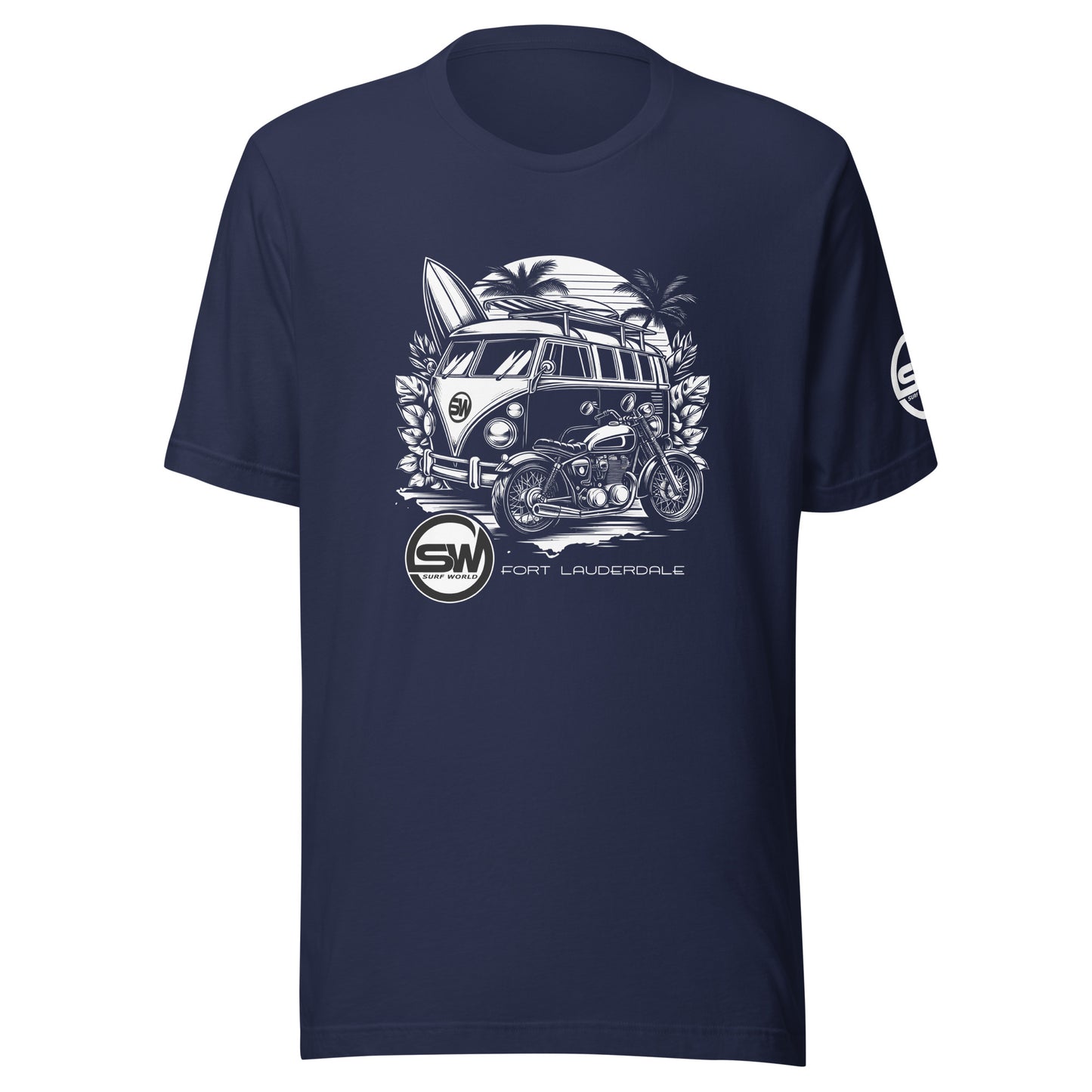 The Surf Bus and Motorcycle Unisex t-shirt Mens T Shirt Navy