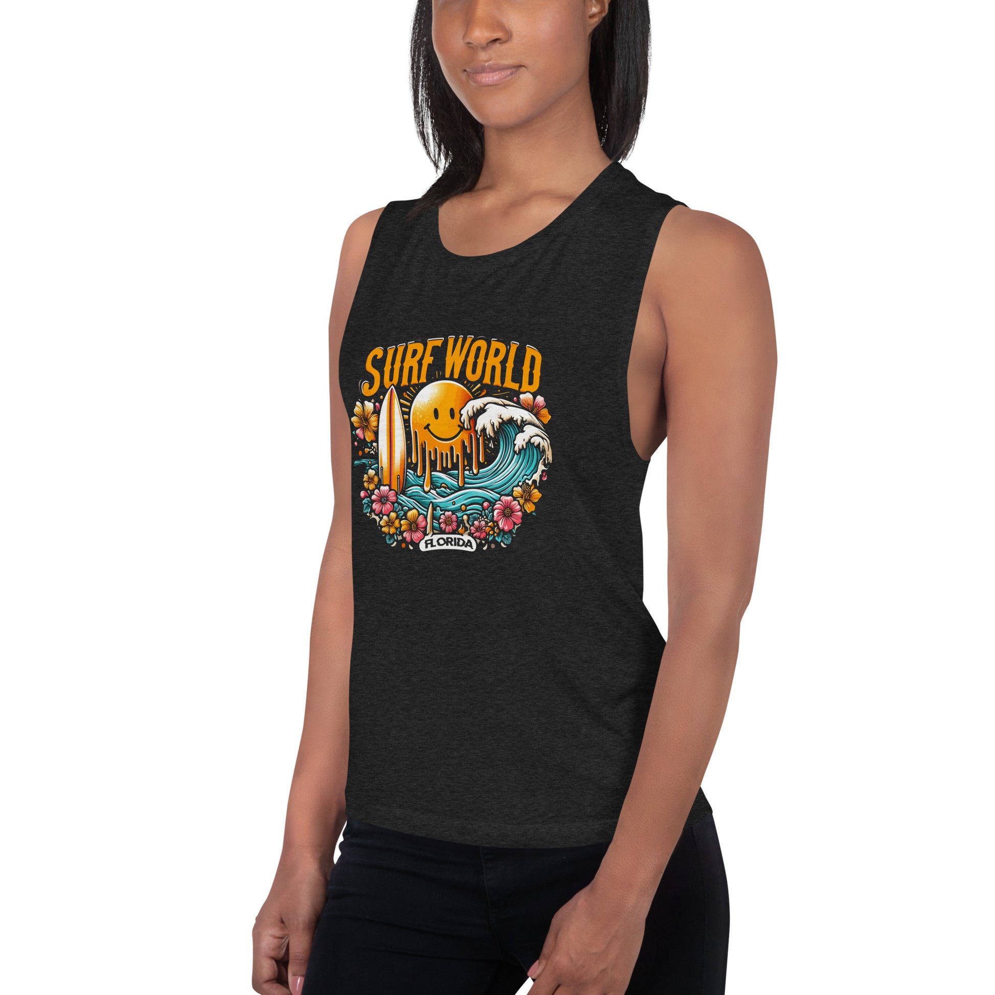 Surf World Drippy Sun Ladies Muscle Tank Top Womens Tank