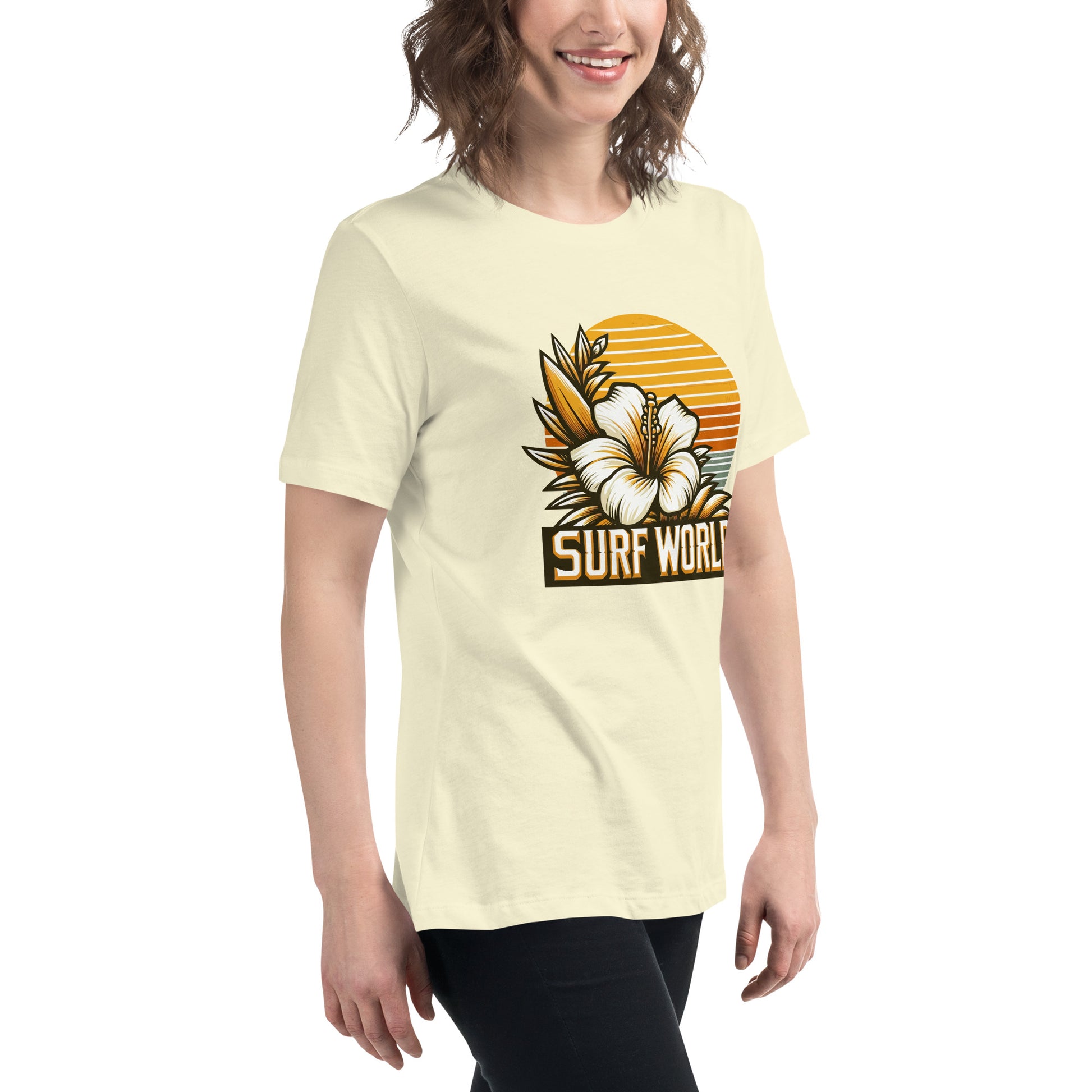 Surf World White Flower Women's Relaxed T-Shirt Womens T Shirt