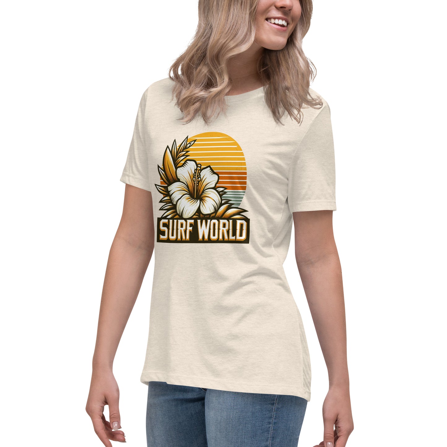 Surf World White Flower Women's Relaxed T-Shirt Womens T Shirt