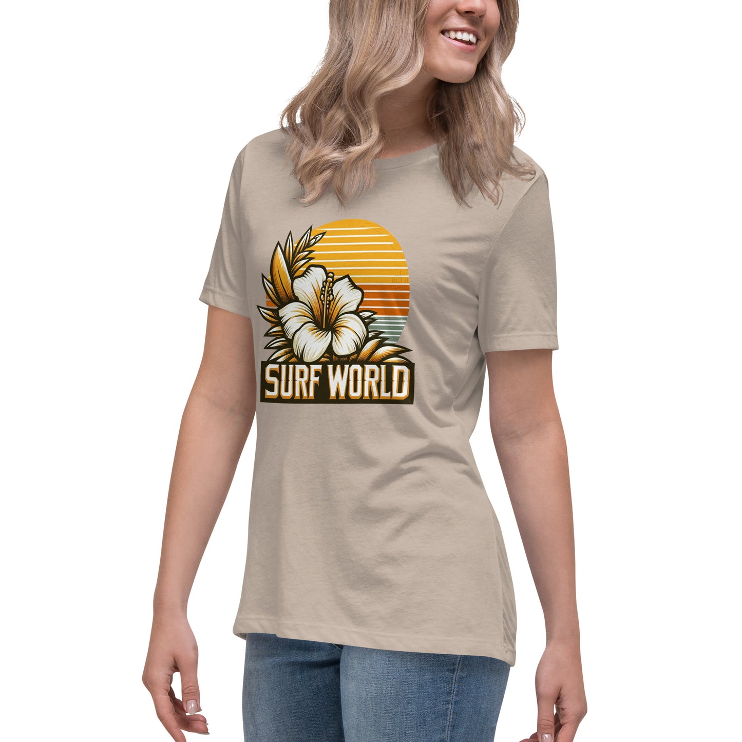 Surf World White Flower Women's Relaxed T-Shirt Womens T Shirt