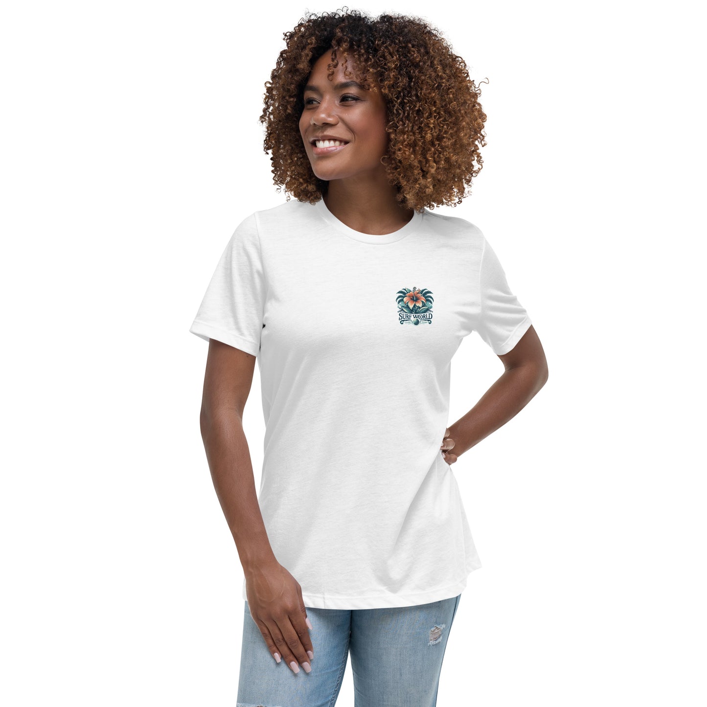 SURF WORLD HIBISCUS FLOWER Women's Relaxed T-Shirt Womens T Shirt