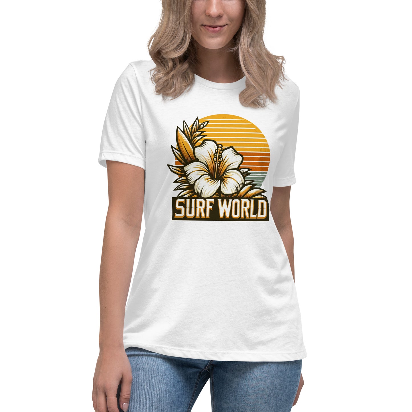 Surf World White Flower Women's Relaxed T-Shirt Womens T Shirt White