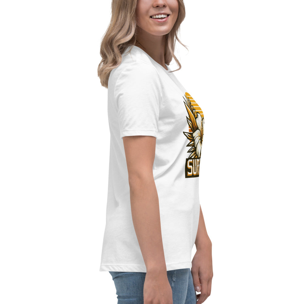 Surf World White Flower Women's Relaxed T-Shirt Womens T Shirt