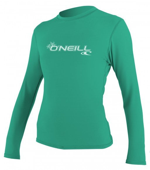 Oneill WOMENS BASIC SKINS L/S RASH Guard TEE 4340- Seaglass Womens Rashguard