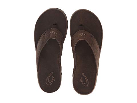 Olukai mens leather flip hot sale flops