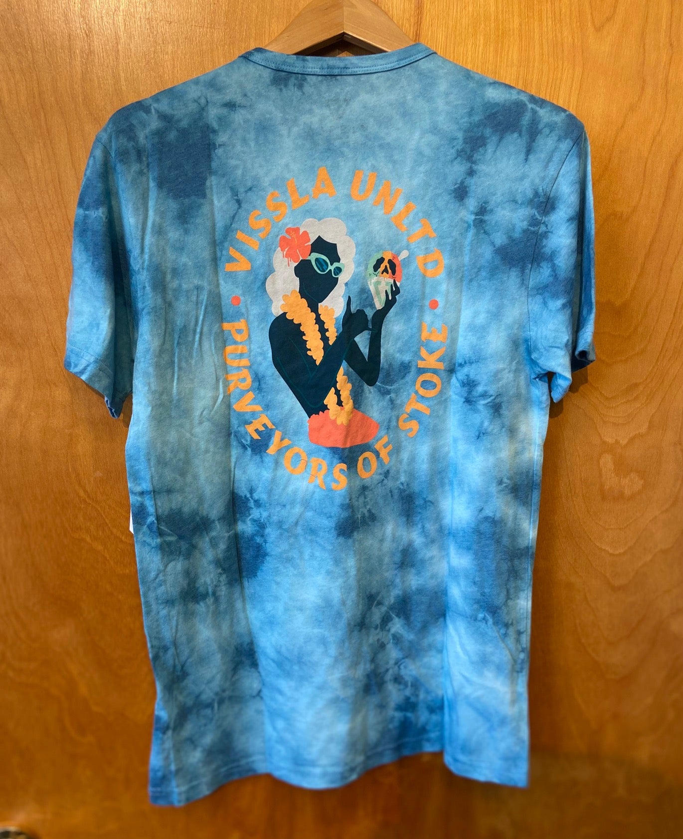 Vissla Sketchy Activity Pocket Tie Dye Tee - Blue Wash