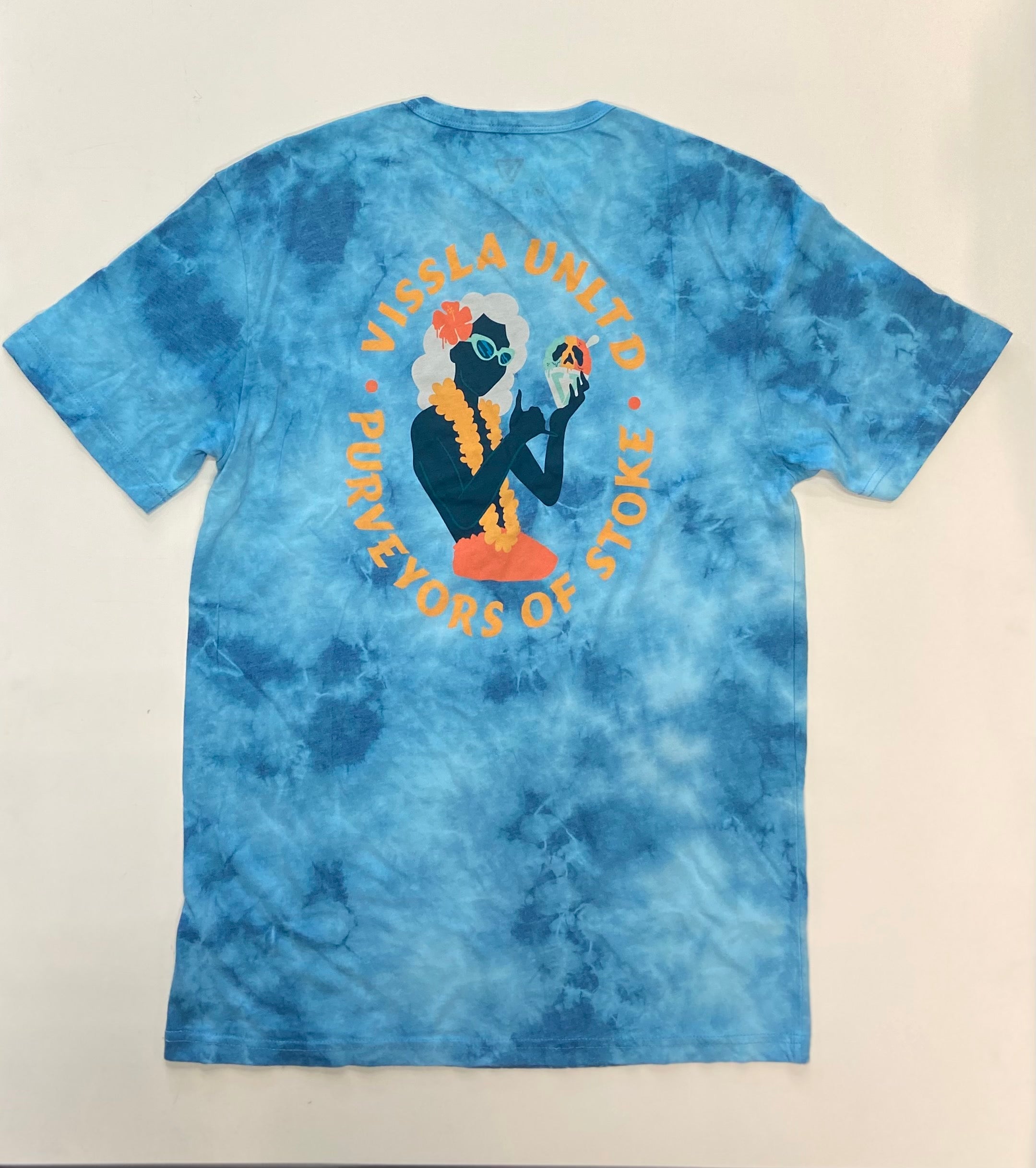 Vissla Sketchy Activity Pocket Tie Dye Tee - Blue Wash