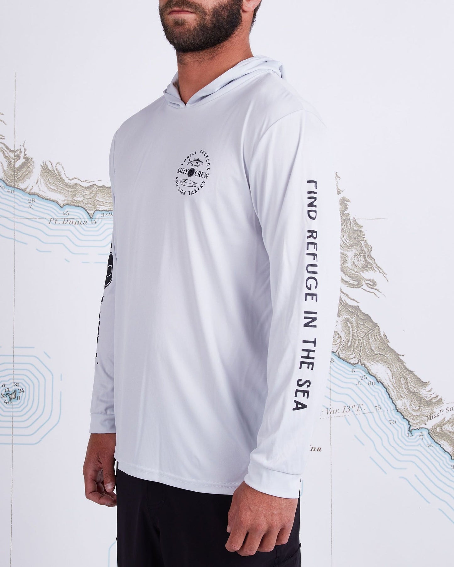 Salty Crew Flip Flop Hooded Sun Shirt - UPF 40 - Silver – SURF
